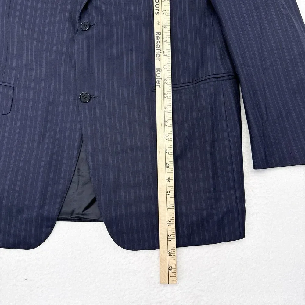 Canali Blazer Jacket Mens Size 42 R Navy Blue Wool Pinstripe‎ Made in Italy